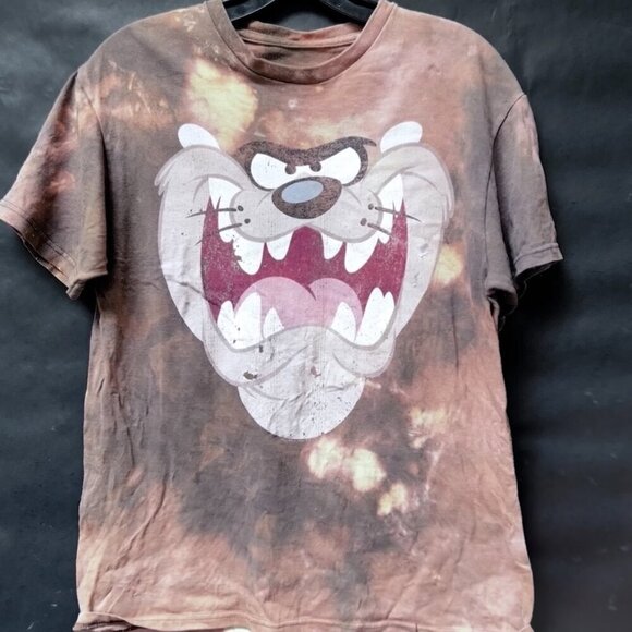 Taz tazmanian devil Tee Shirt Size Medium Tie Dyed Bleached Grunge Vintage - Picture 2 of 6